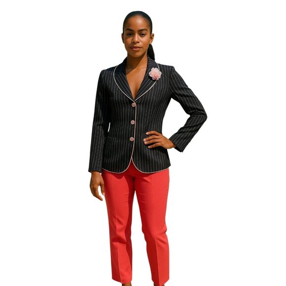 Ruby Rox Pinstripe Blazer Brown Pink Womens Size 13 Preppy Y2K Career Retro - Picture 5 of 12